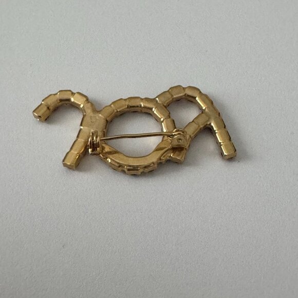 Christmas Pin Brooch Joy Rhinestone Vintage Red Green Holidays Festive Jewelry - Picture 6 of 10